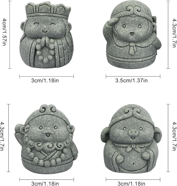 4Pcs Cute Buddha Statue Set - 2 Inch Mini Resin Monk Figurines of Tang Monk, Sun Wukong, Zhu Bajie & Sha Wujing for Office Desk, Study Room Decor and Chinese Culture Gifts