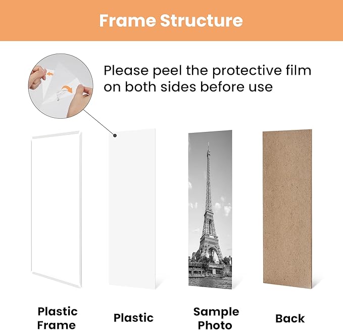 upsimples 24x36 Poster Frame White 3 Pack, Scratch-Proof Picture Frames 24 x 36 for Photo Gallery - Slide-In Strips, Horizontal or Vertical Wall Mounting