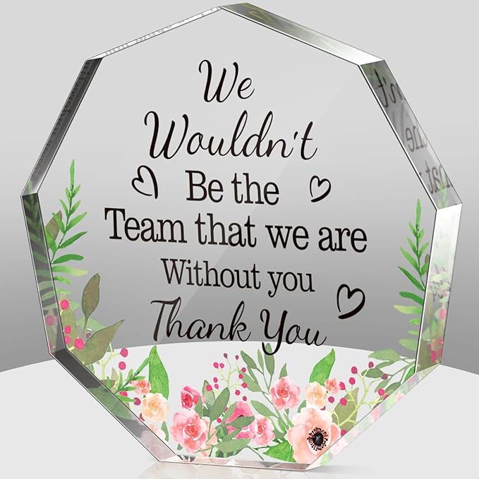Yinder Thank You Gifts for Women Appreciation Gifts for Coworker Employee Nurse Teacher Leader Boss Inspirational Quotes Acrylic Desk Decor for Home Office Farewell Retirement