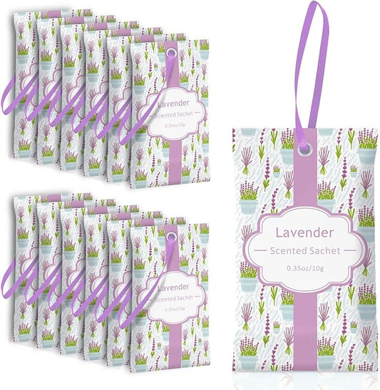 SCENTORINI Sachets for Drawers and Closets, Long-Lasting Lavender Sachets Bags, Pack of 14, Home Fragrance Sachet for Wardrobe, Luggage, Suitcases, Handbags, Small Space