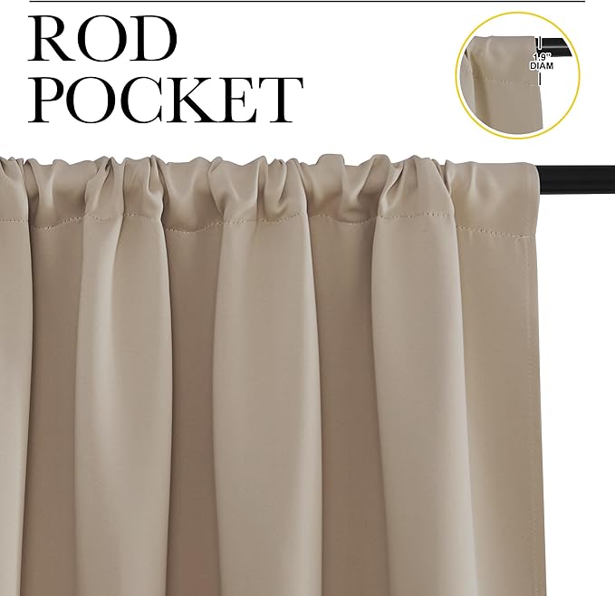 NICETOWN RV Blackout Curtains for Camper Windows, Taupe, 29" Wide by 50" Long, 2 PCs, Short Blackout Curtains & Drapes, Thermal Insulated Blackout Curtain Panels for Kids Room, Play Room