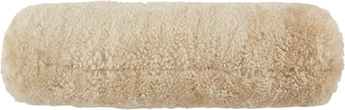 SARO LIFESTYLE Luxurious New Zealand Sheepskin Bolster Pillow with Soft Poly Fill, 6"x20", Ivory