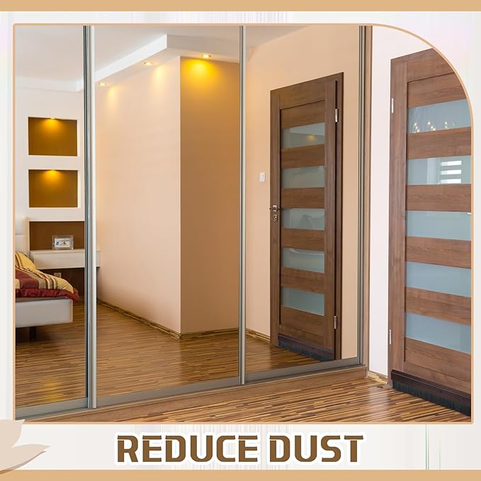 Hushee 4 Pack 36 Inches Brush Door Sweep for Exterior, Aluminum Commercial Door Sweep Bottom All-Season Alloy Brush for Exterior and Interior Sealing Gaps Keeps Cold Air, Dust Out(Brown)