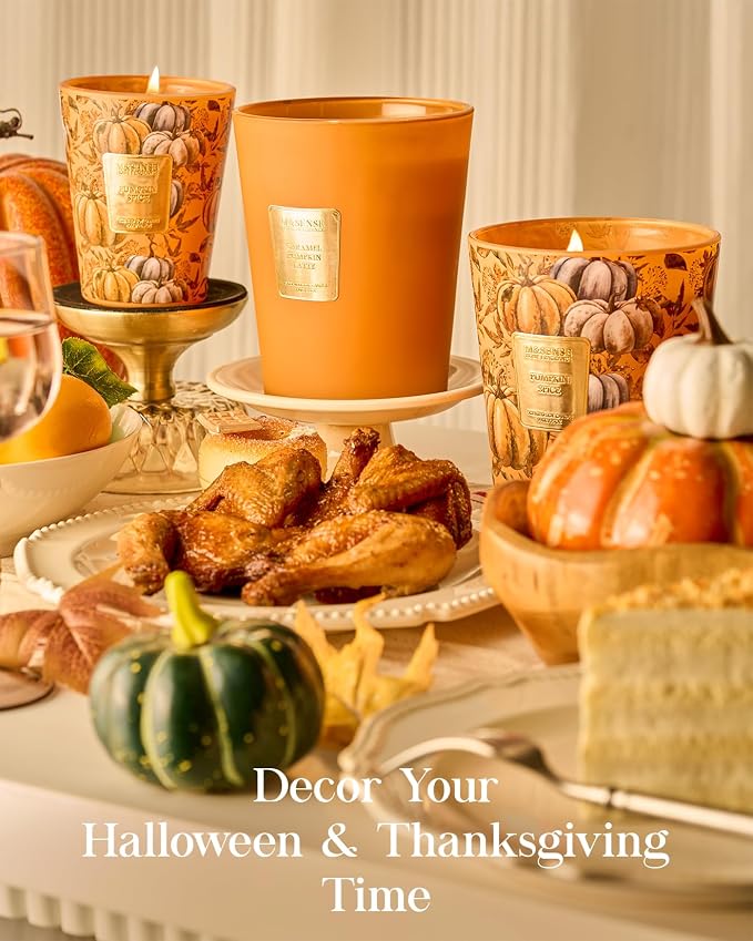 M&SENSE Pumpkin Spice Soy Candle, 14.1oz, Thanksgiving Halloween Candles | 60H Long Burn, Non-Toxic, Fall Candles, Autumn Stress Relief, Relaxation, Cozy Home Fragrance