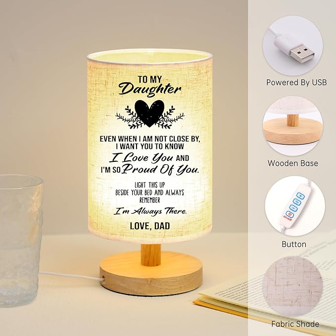 WSYEAR Birthday Gifts for Daughter from Dad,to My Daughter Gifts from Dad- Table Lamp Best Father Daughter Valentines Day Mothers Day Graduation Gifts for Grown Daughter