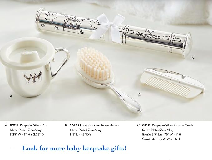Stephan Baby Keepsake Gifts - Engraved Baby Baptismal Certificate Holder, Personalize-able, 9.5-Inch, Silver Plated