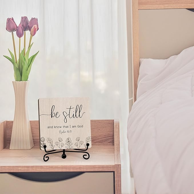 Home Decor, Farmhouse Be Still And Know That I Am God Shelf Decor For Living Room, Christian Gifts For Women Men, Entryway Tv Stand Fireplace Mantle Coffee Table Decoration (Still-15)
