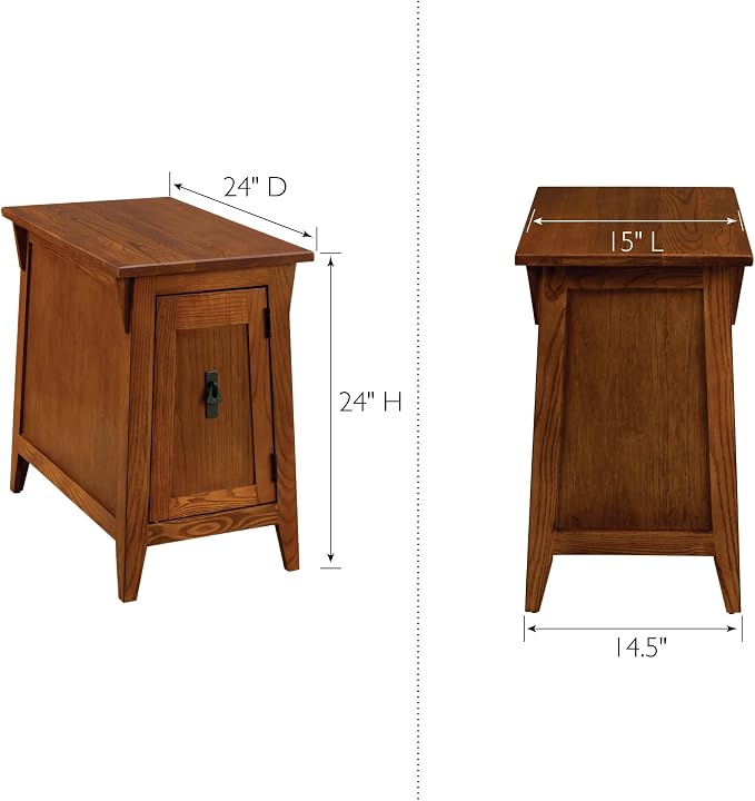 Leick Home 10032-RS Mission Cabinet End Table, Made with Solid Wood, Side Table for Living Room, Bedroom and Printer Stand, Russet Finish