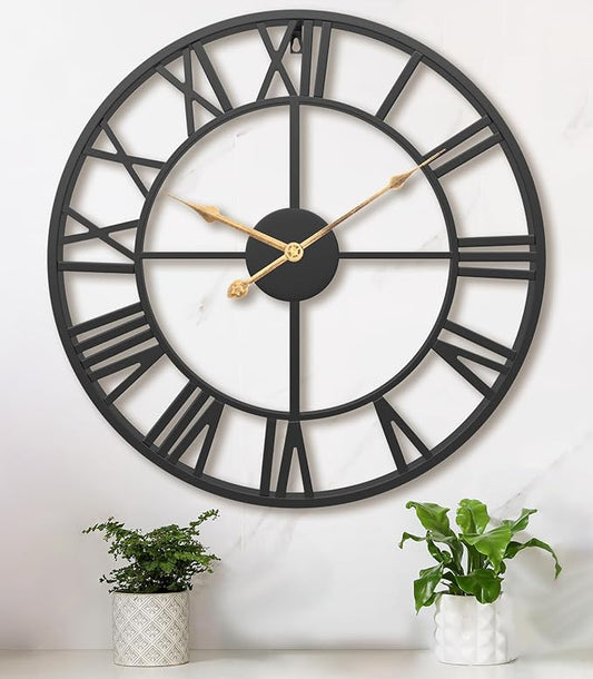 Pytha Sight 14 Inch Large Wall Clocks for Living Room Decor,Big Silent Battery Operated Metal Wall Clock,Rustic Modern Farmhouse Roman Numerals Wall Clock for Kitchen,Office,Bedroom,Dinng Room