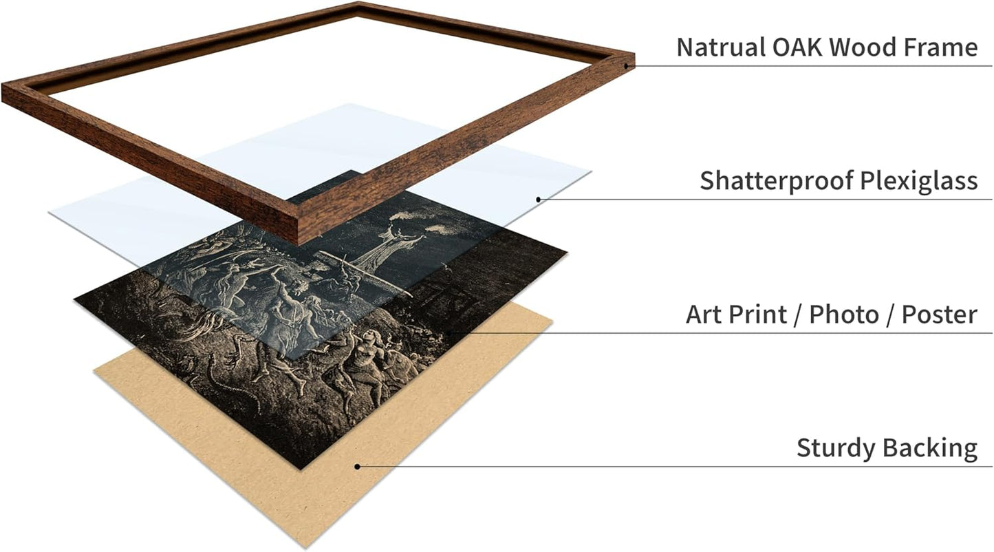 Poster Master Vintage Gustave Dore Poster - Retro Illustration Print - Gift for Gothic, Horror Fan - Dance of Sabbath, Witch, Magic, Spell - Wall Decor for Bedroom, Dorm, 11x14 Brown Framed