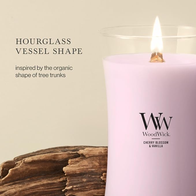 WoodWick Cherry Blossom & Vanilla Large Hourglass Scented Candle