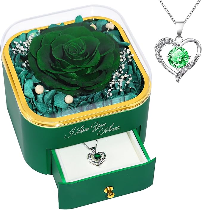 Beferr Birthday Gifts for Women Preserved Real Rose with Necklace Eternal Roses Forever Flowers for Delivery Anniversary Mothers Gifts for Mom Her Grandma Wife Sister from Daughter Son