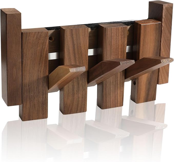 Wooden Coat Rack Hanger Wall Mount with 3 Hooks Wall Mounted Coat Rack Wall Mount Made of Walnut Wood