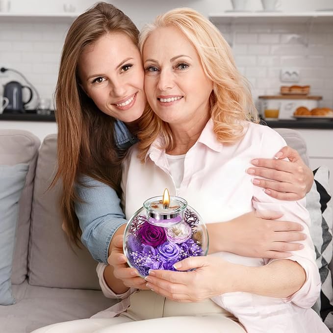Mothers Day Rose Gifts for Mom Birthday Gift for Women Flowers for Delivery Preserved Flowers Forever Eternal Rose in Glass Dome Mother's Day Flower Gifts for Wife Grandma Sister from Daughter, Purple