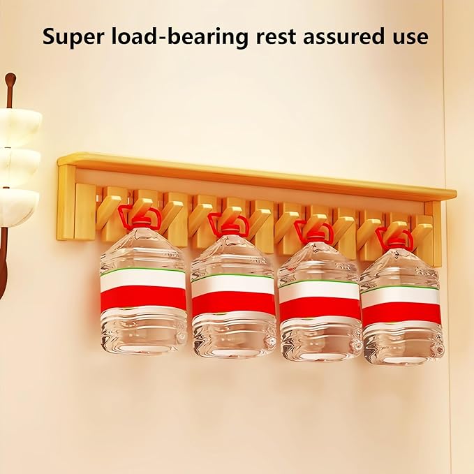 Wall Mounted Coat RackHooks Piano Key Hangers Natural Solid Wood Hanger Non-Woven Fabric Clothes Hangers for Closet, Kitchen, Bedroom, Bathroom, Entryway (Tray-Beech, 10 Hooks)
