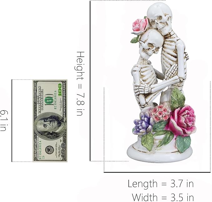 Skeleton Couple Embracing Decor Statue , Skull Halloween Decoration Home Decor Party Decorations,Skull Collectible Figurines,Vintage Resin Sculpture Home Decoration, Personalized Wedding Decoration