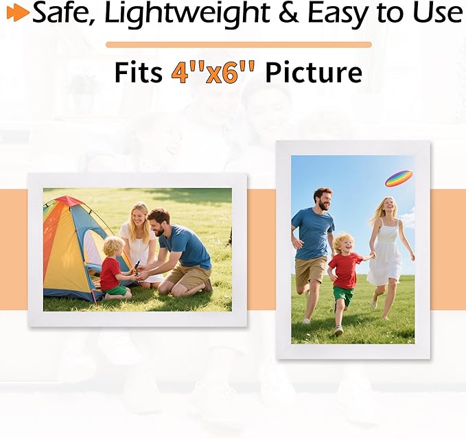 4x6 Picture Frames Set of 8, White Photo Frames for Gallery Wall Mounting or Table Display, Collage Frames with Clear Plexiglass for Home Office Decor