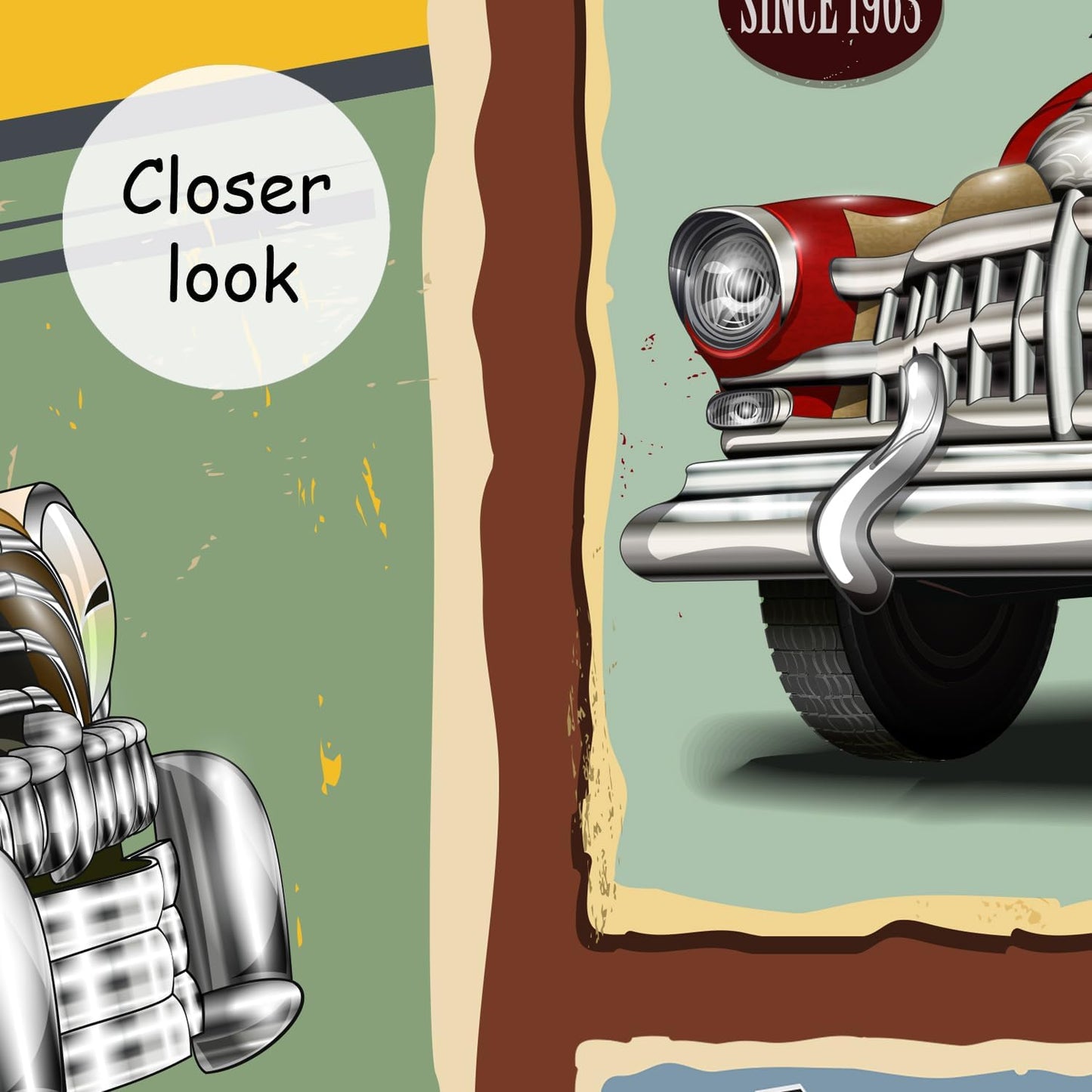 AFZEVEB-Car Poster Wallpaper Vintage Wall murals for Bedroom 159"x107" (Not Peel and Stick)