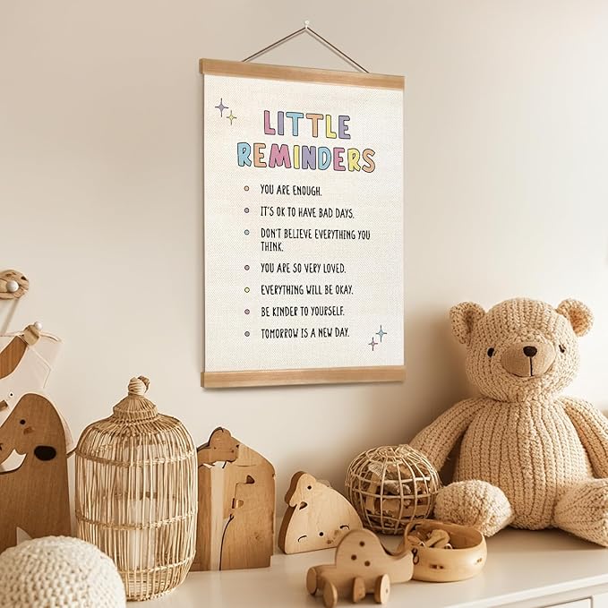 ZTGDA Little Reminders Wall Art,Inspirational Quotes Canvas Print with Wood Hanger Frame, Daily Reminder Poster for Bedroom Teens Room, or Classroom Decor, 12x16 Inches (Reminders)