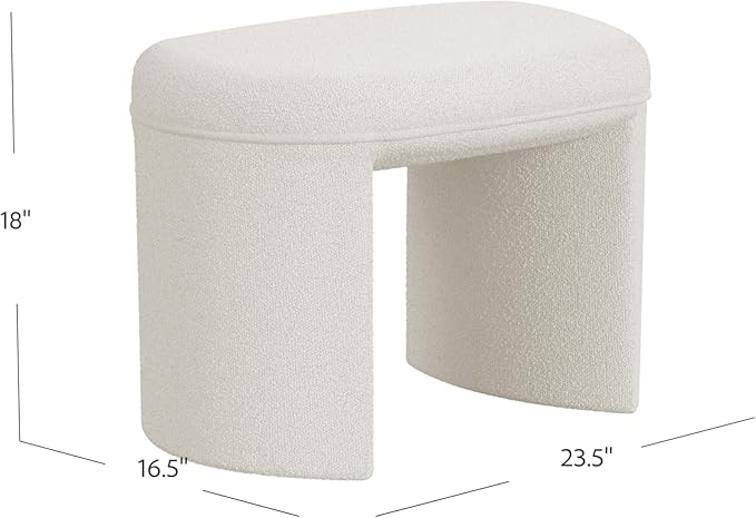 HomePop Quinn Modern Ottoman|Homepop Home Décor|Ottoman for Living Room & Bedroom - Cream White Boucle