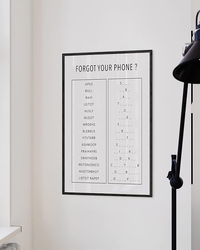 HAUS AND HUES Funny Bathroom Wall Art – Unscramble Word Poster, Black and White Restroom Artwork, Humorous Piece for Guest or Kids’ Washroom (24x36, Unframed)