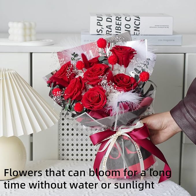Preserved Flowers Bouquet, Flowers for Delivery Prime,100% Real Roses That Last Up to 3 Years, Gift for Her: Birthday Christmas Valentine's Day Mother's Day,Christmas, Room Decorations