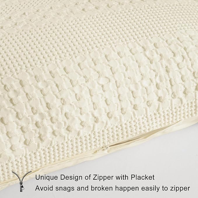 PHF Waffle Weave Body Pillowcase with Zipper, 1 Pack 100% Cotton 20" x 54" Pillow Sham, No Insert, Soft & Breathable Pillow Case, Aesthetic Woven Body Pillow Cover for Bedroom Decor, Cannoli Cream