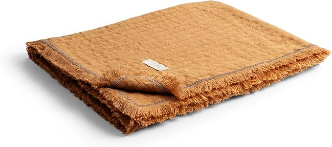 Frig Waffle Throw Blanket with Tassels - 50x66 Inch - 100% Turkish Cotton Tencel Breathable Blend Lightweight Blanket for Couch, Sofa, Bed