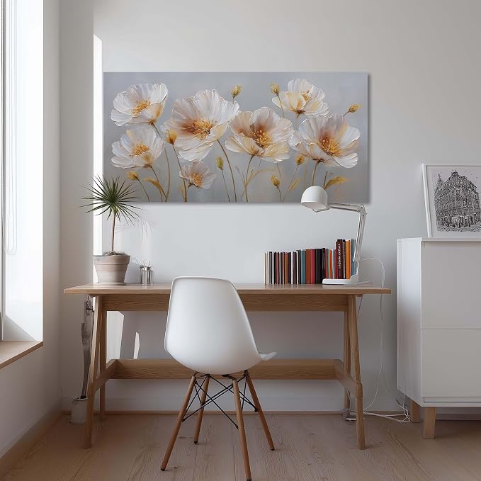 Ggaafet Yellow Flowers Wall Art for Living Room Canvas Oil Painting Prints Beautiful Floral Blooming Art Deco Pretty Artwork Office Bedroom Family Dining Room Decor Large