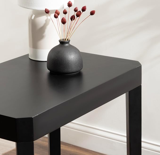 Kate and Laurel Talcott Modern Rectangle Wood Side Table; 22 x 14 x 26; Black; Transitional Decorative Two-Tier End Table for Use as a Bedroom Nightstand or Living Room Accent