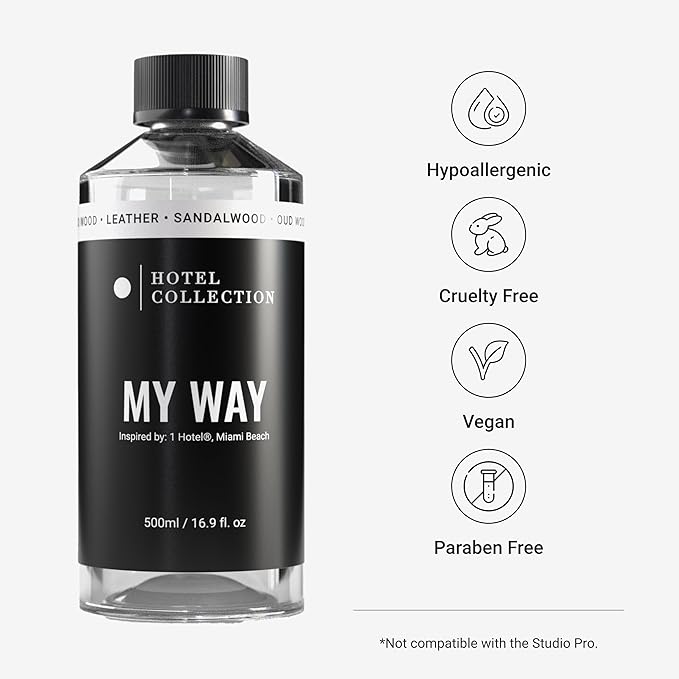 Hotel Collection - My Way Essential Oil Scent - Luxury Hotel Inspired Aromatherapy Scent Diffuser Oil - Lush Sandalwood, Warm Virginia Cedar, & Beautiful Iris - 16.9 fl oz 500mL