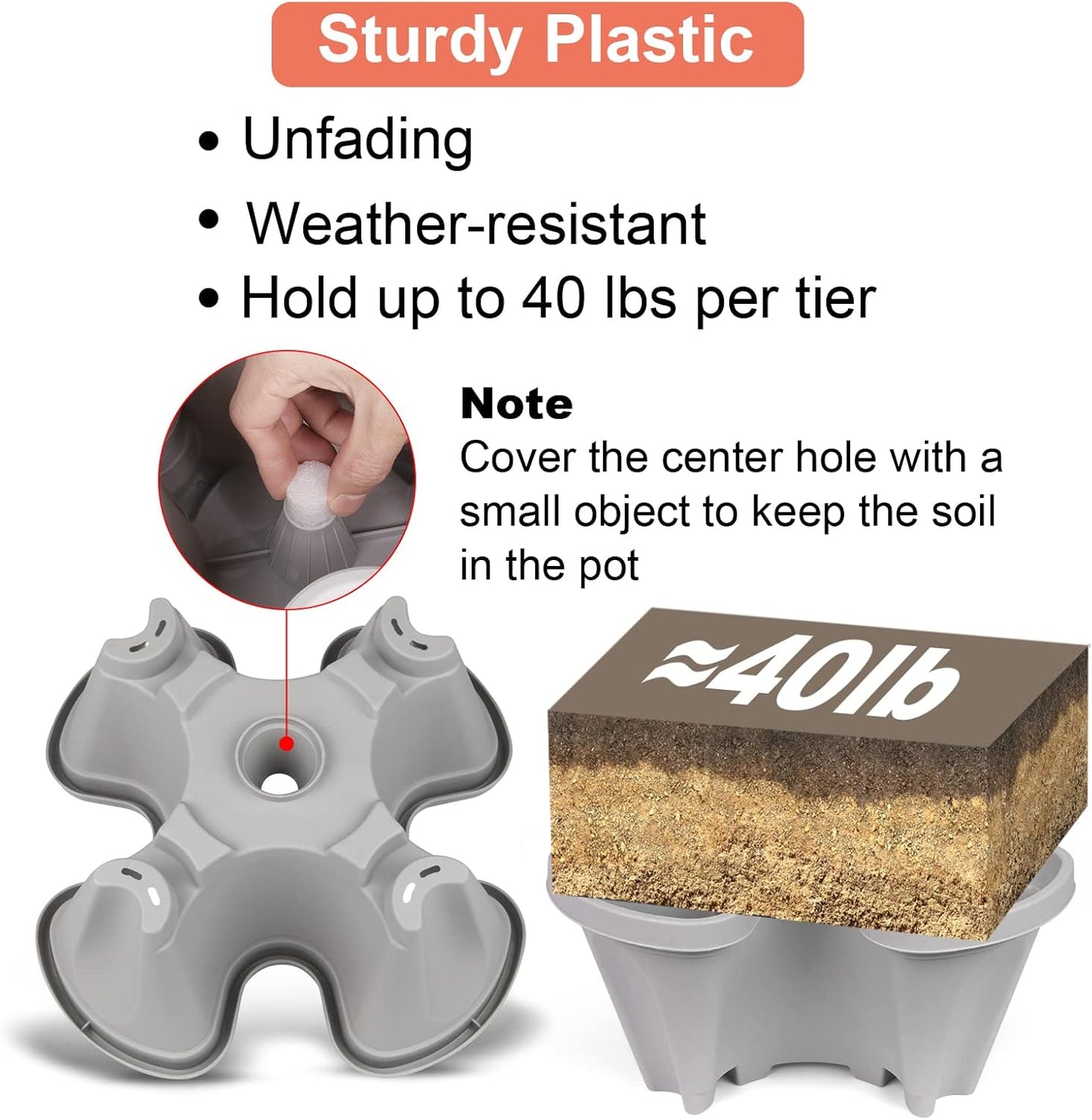 Vertical Planter 4 Tier Stackable Planters Garden Planters Strawberry Herb Flower and Vegetable Planter Indoor Outdoor Gardening Pots with Removable Wheels and Tools 2-Pack