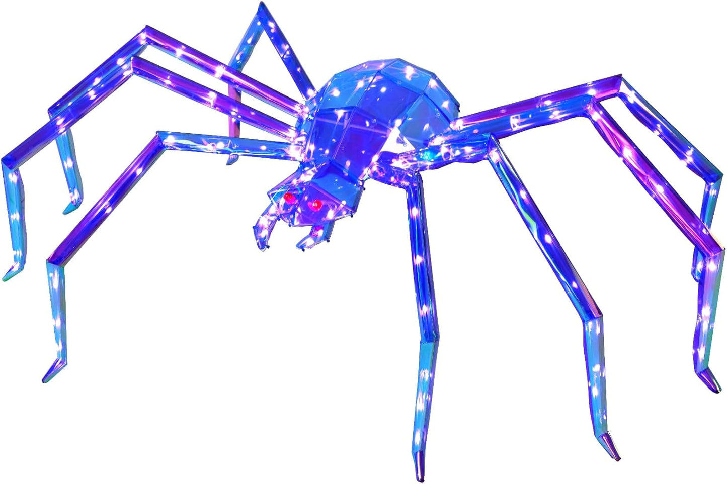 Prismatic Iridescent Giant Spider, 52" Pre-lit Large Outdoor Scary Prismatic Spider Decorations for Halloween 140 LED Light Up Giant Spider Outdoor Halloween Decorations for Garden, Yard, Porch