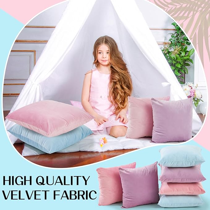 Berlune 6 Pcs Velvet Throw Pillow Covers 18" x 18" Decorative Cushion Cases Soft Pillowcase for Graduation Coquette Party Accessories Couch Sofa Bed Chair Home Decor, No Inserts (Pastel Colors)
