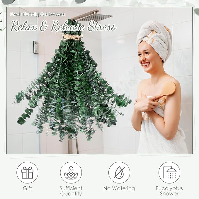 Knitgrip 120 Pcs Large Dried Eucalyptus Stems 17inch Natural Real Fresh Eucalyptus Branches for Shower Hanging Fresh Plant Greenery Leaves for Wedding Bathroom Vase Filler DIY Garland Decor