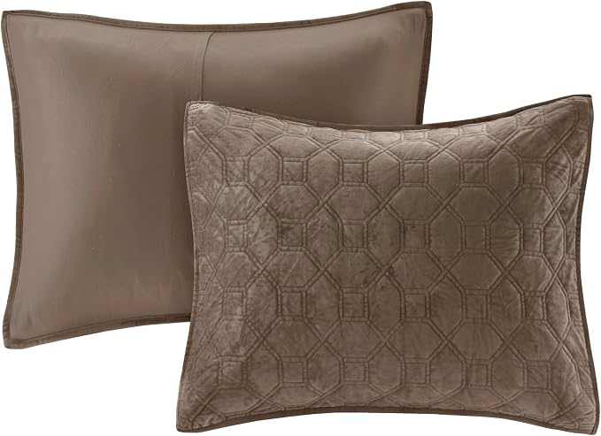 Madison Park Harper Velvet 3 Piece Coverlet Set Taupe 104x94 inches King/Cal King