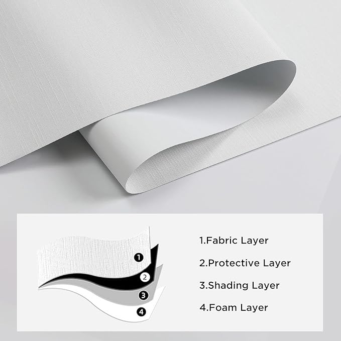 Joydeco 100% Blackout Roller Shades (Pro), Free-Stop Cordless Blinds for Windows, UV Protection, Natural Woven Blinds for Home and Office, Light-Proof Aluminum Cover (White, 40" W x 75" H)