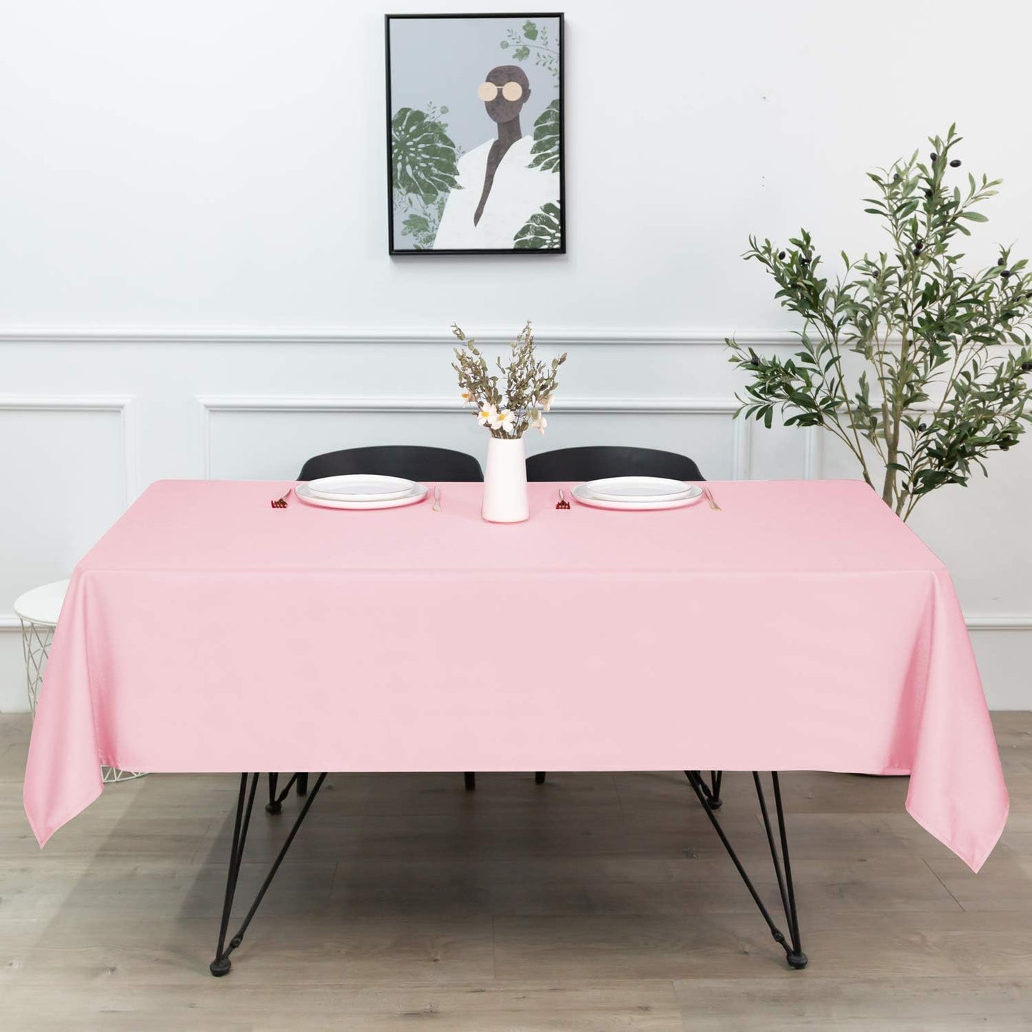 sancua Rectangle Tablecloth - 54 x 108 Inch - Stain and Wrinkle Resistant Washable Polyester Table Cloth, Decorative Fabric Table Cover for Dining Tables, Buffet Parties and Camping, Pink
