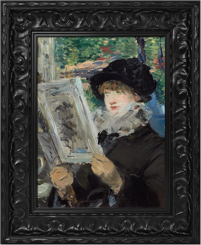 Vintage Canvas Frame for 18x24 Art Prints Oil Paintings, 2.6" Wide DIY Wood Ornate Open Back Wall Frames for Gothic Landscape Family Animal Memorial Portraits, No Glass & Back (Black)