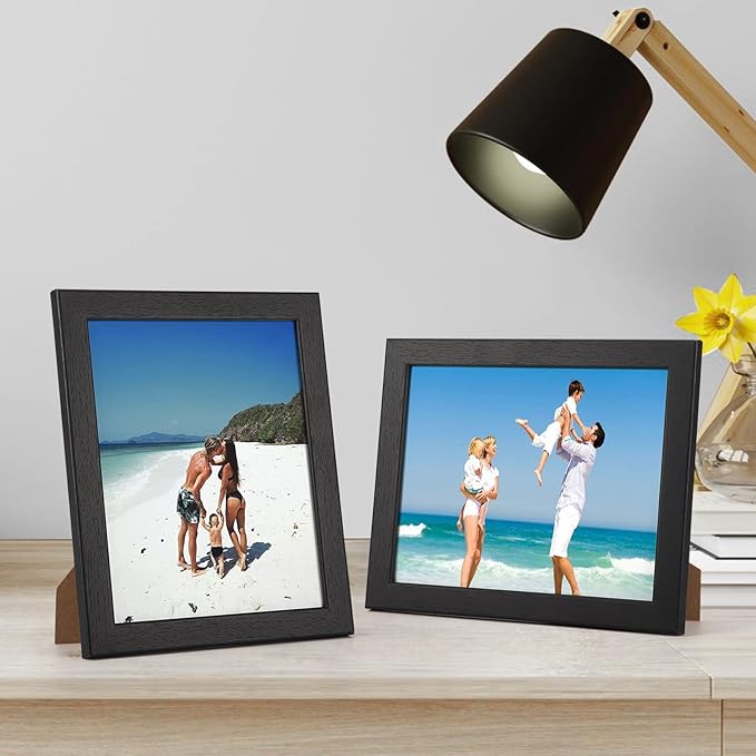 PETAFLOP Picture Frames 8 by 10 7 Pack, Black 8x10 Photo Frames Set for Wall Tabletop Horizontally or Vertically Display