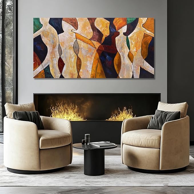 Hue7Art Modern Abstract Canvas Wall Art Colorful Contemporary Figurative Painting Minimalist Poster for Living Room Bedroom Office Above Sofa Wall Decor 29x58 Inch
