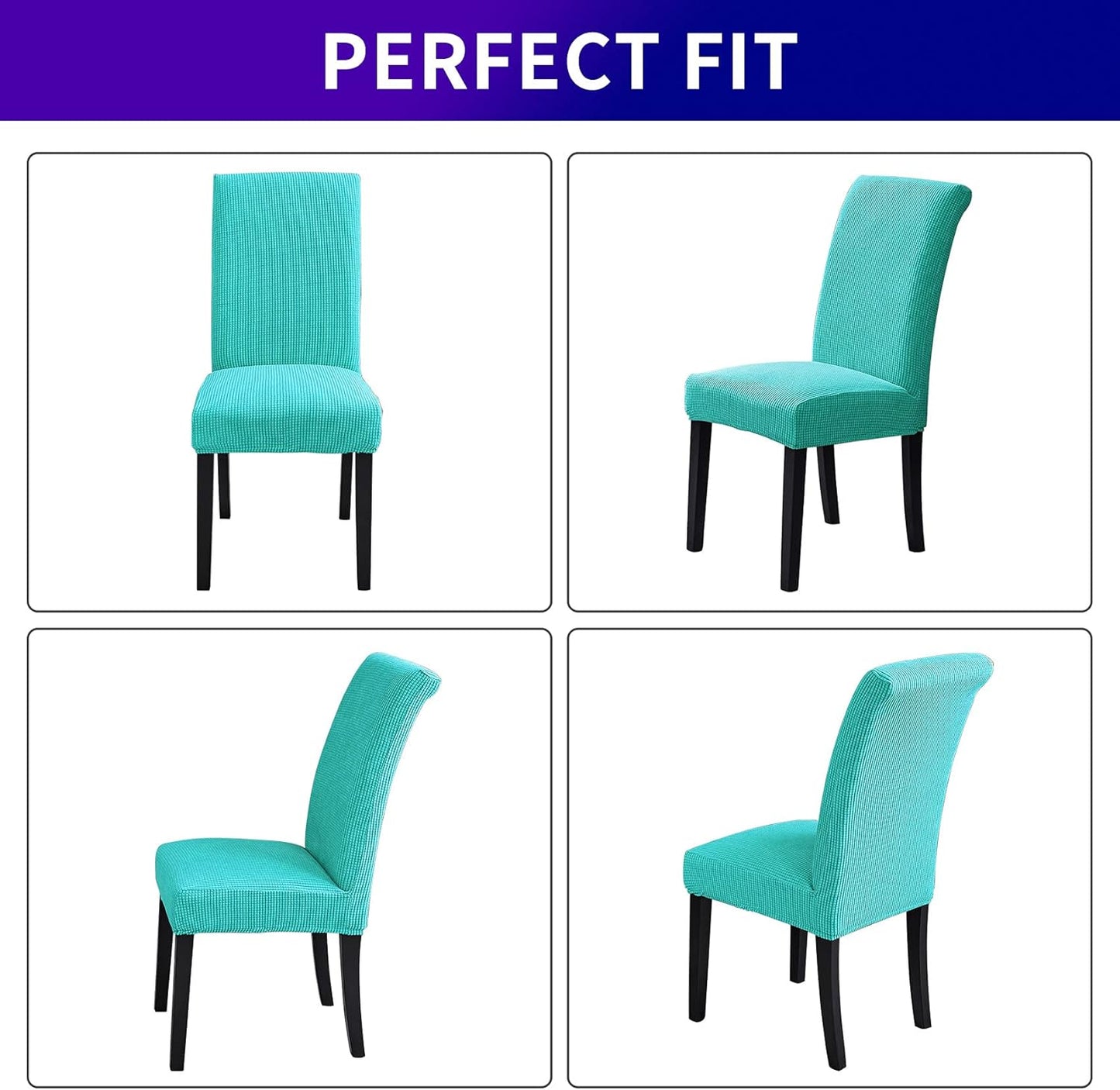 Howhic Stretch Chair Covers for Dining Room Set of 6, Removable Washable Dining Room Chair Covers, Dining Chair Slipcovers Seat Protector, Great for Home and Banquet Decoration (Turquoise, 6 Pack)