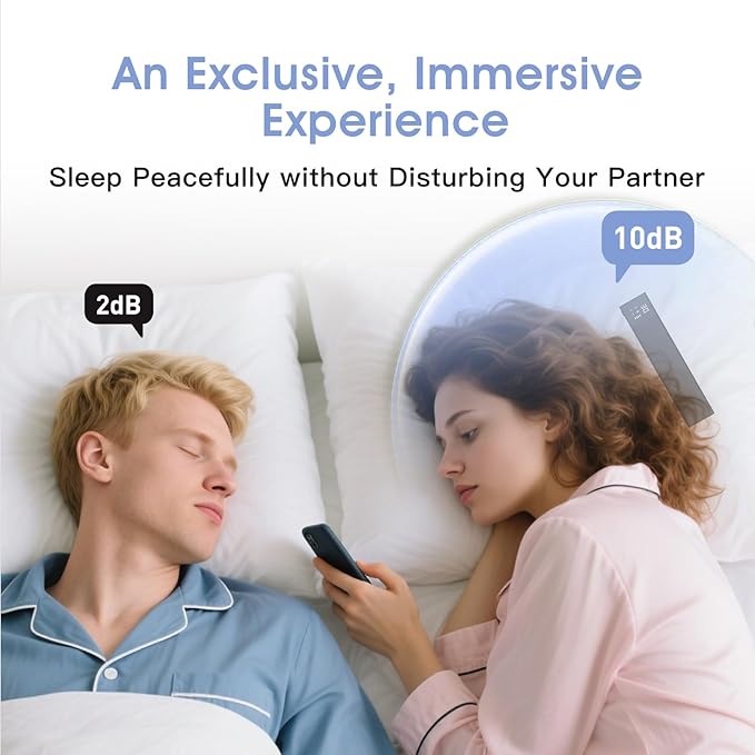 Under Pillow Bone Conduction Speaker for Sleeping – Bluetooth White Noise Sound Machine with Display, 36 Sleep Sounds, Timer, TF Card Support for Side Sleepers and Sleep Difficulties