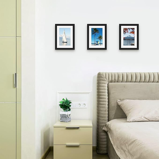 Picrit 5x7 Picture Frame Set of 12, Display 4x6 with Mat or 5x7 without Mat, Photo Frames for Wall Mounting or Table Top Display, Black