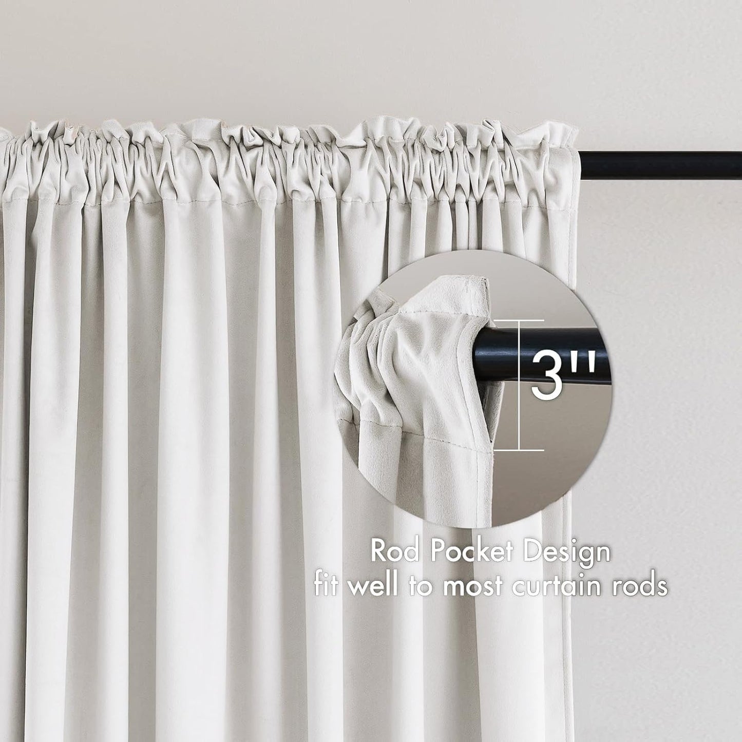 MIULEE White Velvet Curtains Thermal Insulated Blackout Curtain Drapes for Bedroom Living Room Darkening 84 Inches Long Curtains Panels Rod Pocket Set of 2