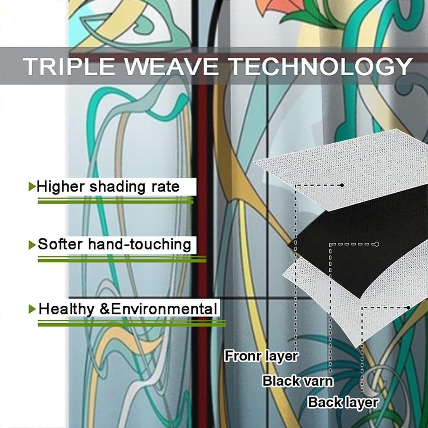 Stained Glass Curtains, Retro Mid Century Boho Abstract Art Home Decor Drapes for Bedroom Living Room Kitchen Window Treatment 2 Panels Set Total Size 63" W X 72" L Inch