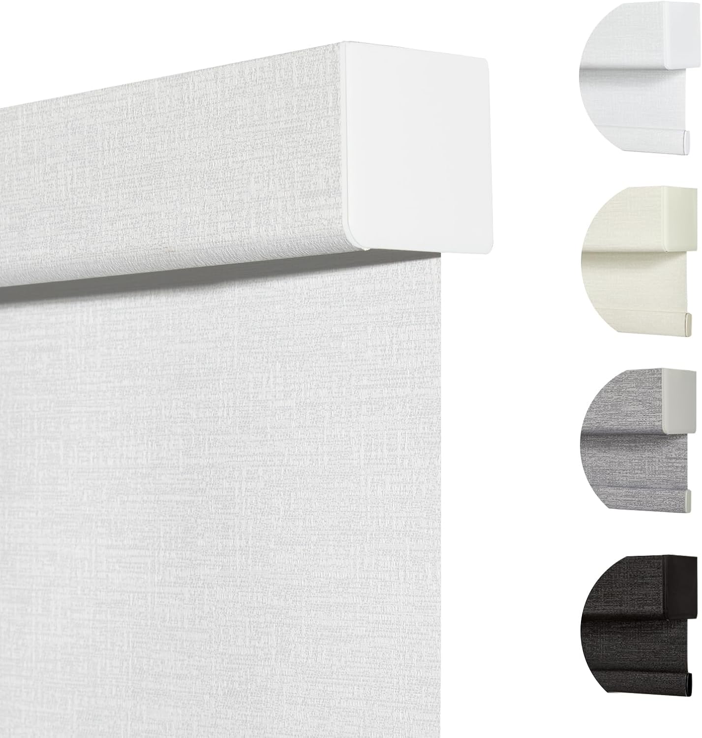 Persilux Blackout Roller Shades & Blinds Windows Shades Free-Stop Blackout Blinds with Jacquard Fabric,Cordless Blinds Pull Down Shades for Home, Easy to Install for Door/Office, White(54" W x 96" H)