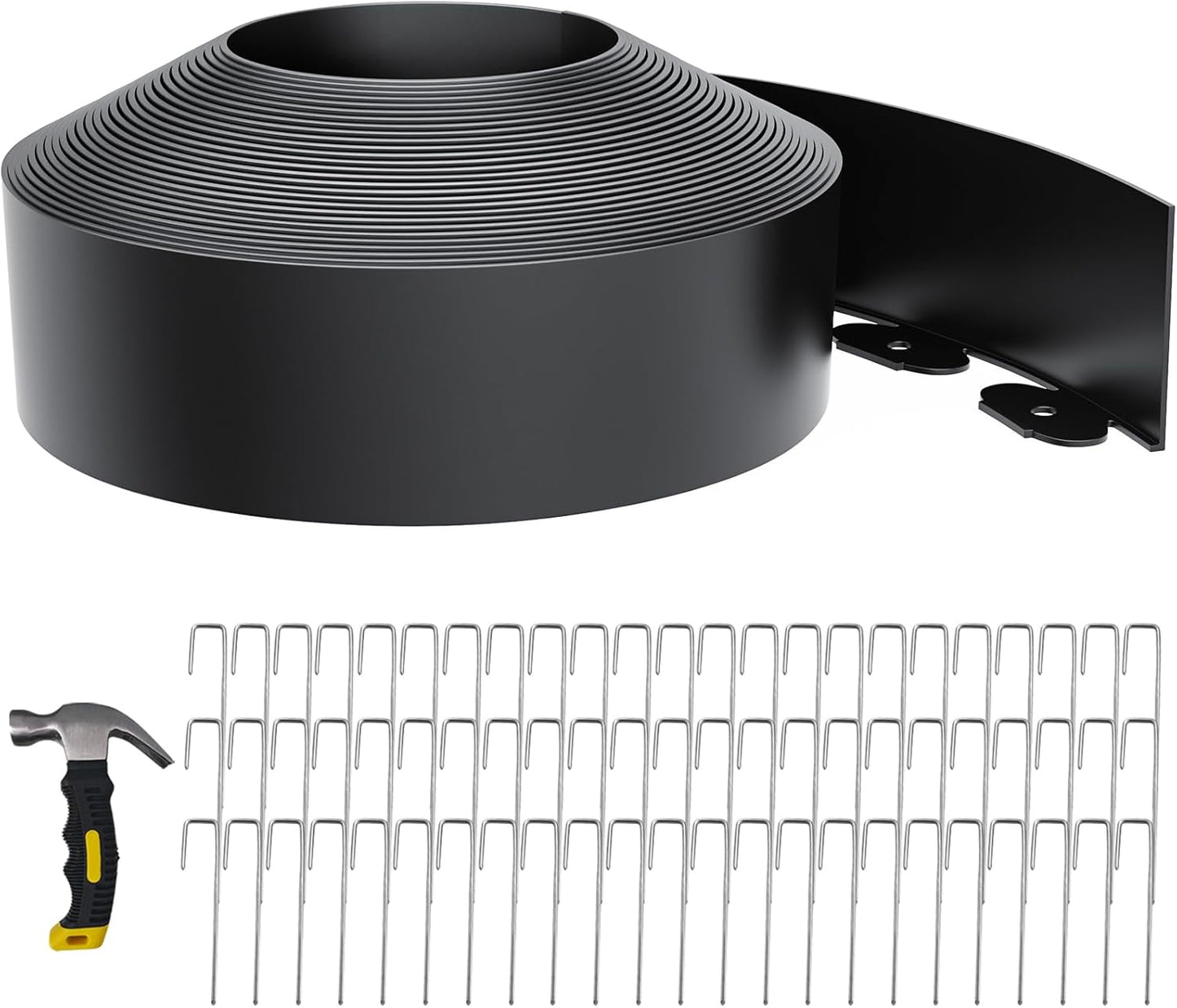 4 Inch Tall 66FT Landscape Edging with 70Pcs Metal Spikes, Plastic Garden Edging Border Landscape Edging Lawn Edging for Landscaping, Flower Bed, Paver, Yard