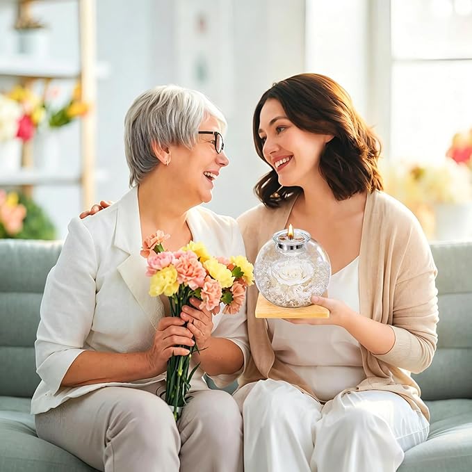 Mothers Day Rose Gifts for Mom Birthday Gift for Women Preserved Rose in Glass Dome with 2 Fragrances Eternal Purple Roses Forever Flowers for Delivery Mothers Day Flower Gifts for Mom Grandma Wife