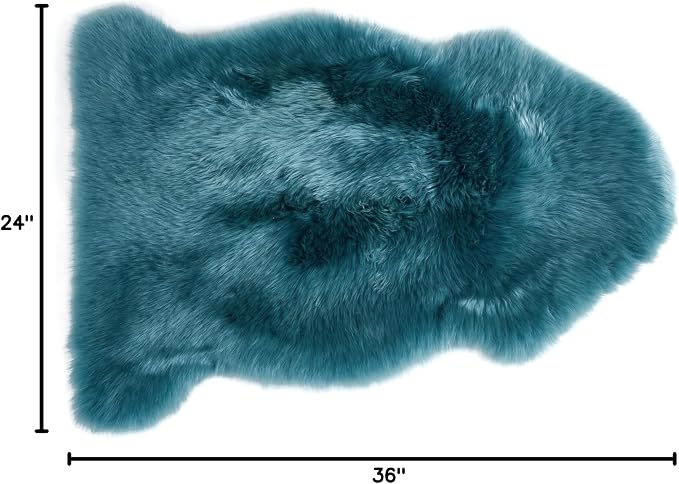 Super Area Rugs Beach Blue Genuine Sheepskin Rug 2x3 ft, Real Fluffy Single Pelt Fur Accent Rug for Chair, Seat Cover, Nursery & Home Decor, Natural & Soft Shaggy Throw